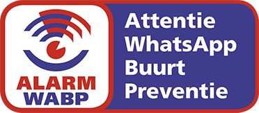 Logo WhatsApp Buurtpreventie met tekst 'Attentie WhatsApp Buurt Preventie'